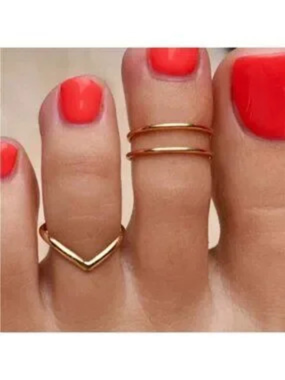 Gold 2pc Geometric Toe Rings